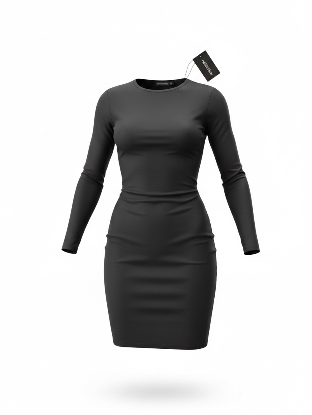 PrettyLittleThing Charcoal Black Long Sleeve Midi Bodycon Dress